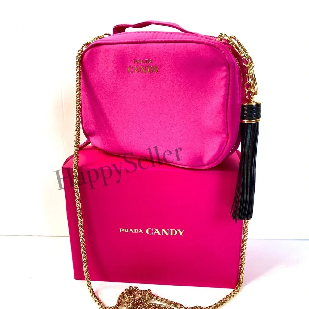 Prada Crossbody Bag Pouch Makeup Cosmetic Vanity Case Candy Pink Organizer New - Picture 10 of 13